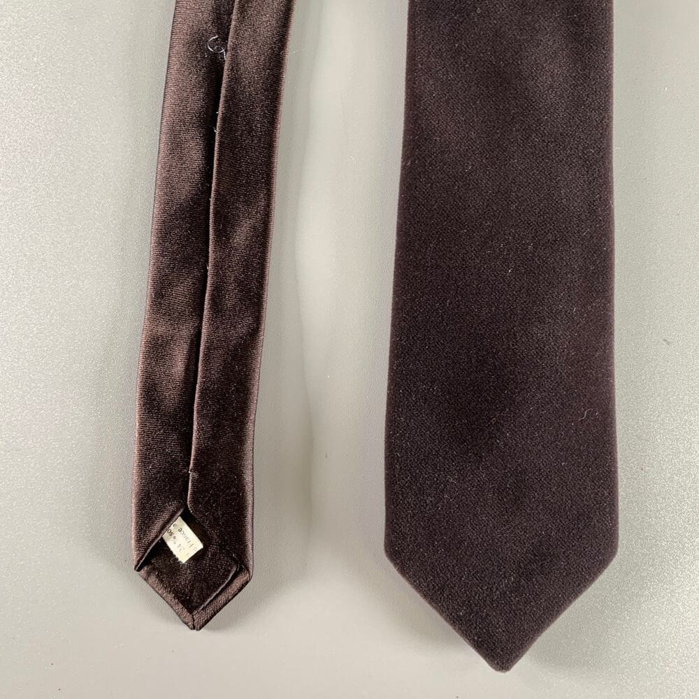 LANVIN Brown Velvet Cotton Silk Tie